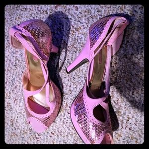 Pink rhinestone heels